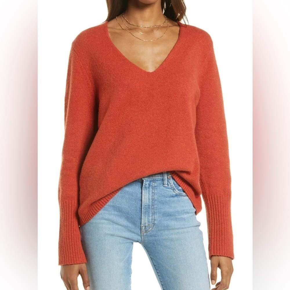 Treasure & Bond V Neck Sweater - Orange - Size S